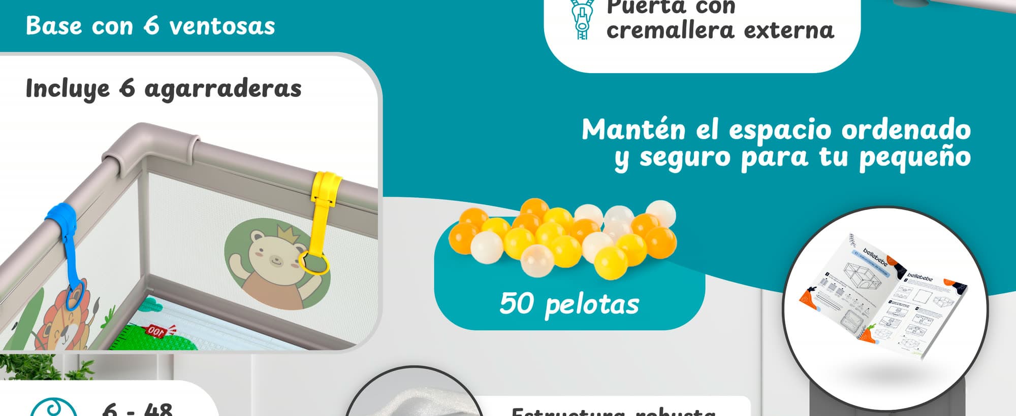 Alfombra acolchada reversible y 50 pelotas incluidas